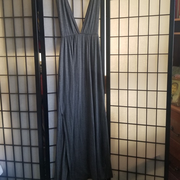 Velvet torch grey deep v Maxi dress nwot - Picture 7 of 7